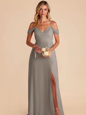 kae dress birdy grey Taupe Bridesmaid Dress Chiffon Size Small